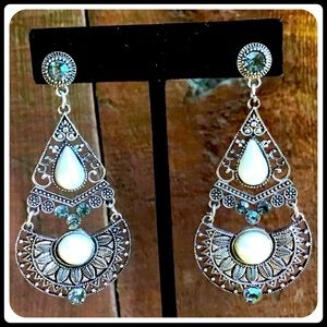 Rhinestone and pearl earrings